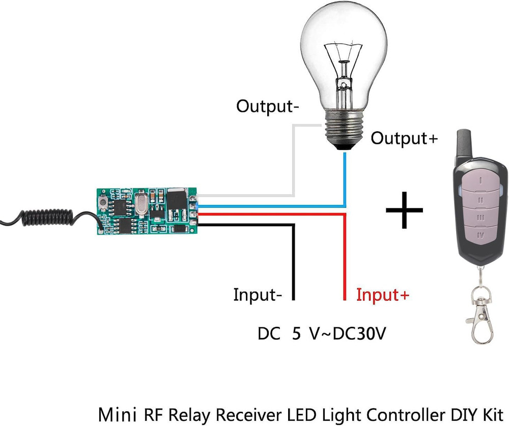 Wireless Light Switch and Receiver Kit,4 Way Mini Wireless Lights Swicth Kit,Dc