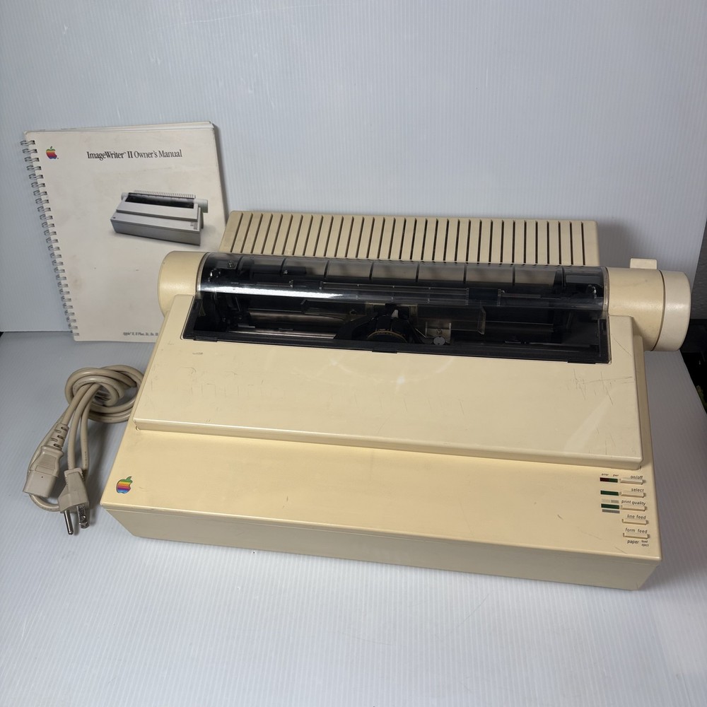 Vintage Apple ImageWriter II Dot Matrix Printer with Original Owner's Manual