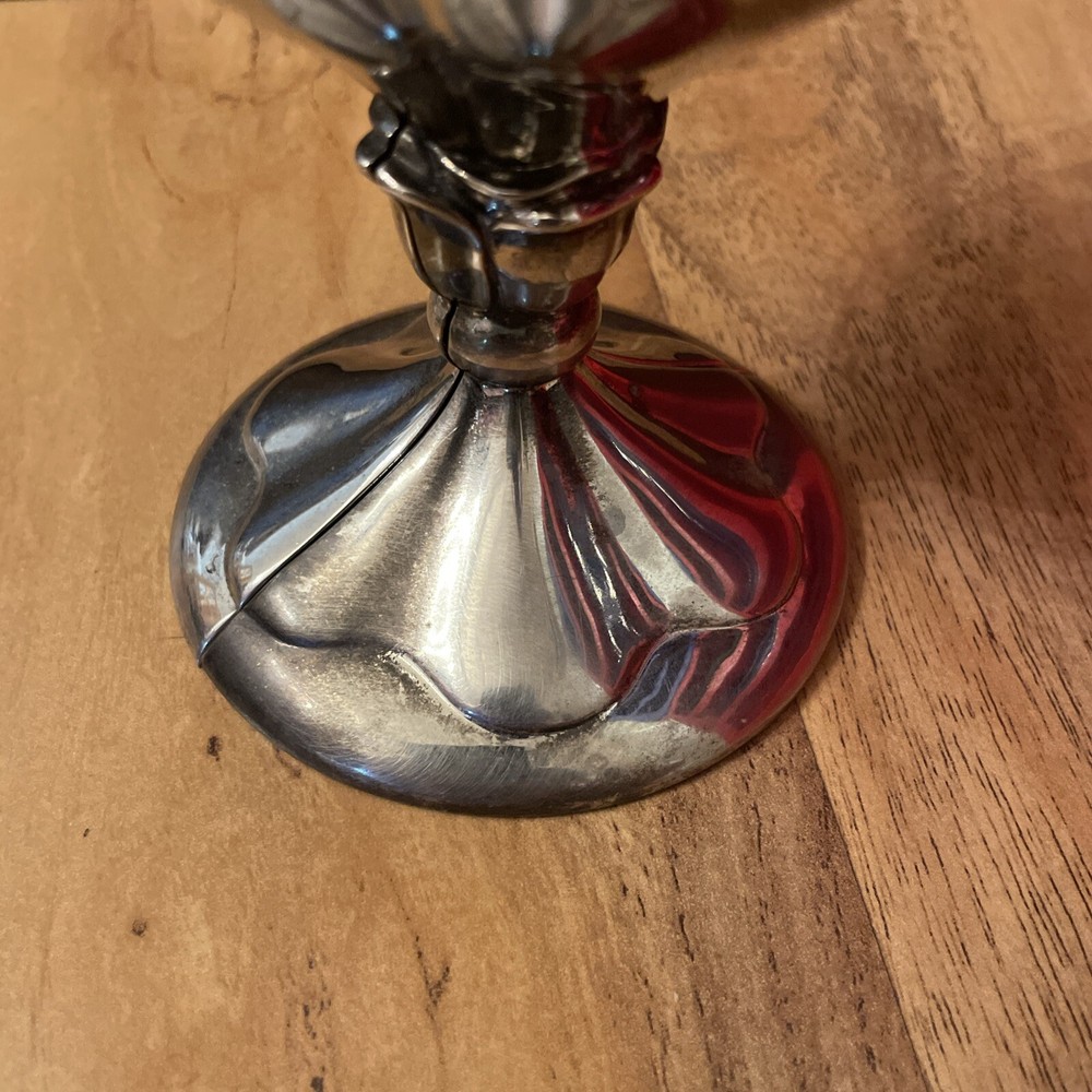 Silver Wedding Cup Split Heart Shaped Wedding Chalice Goblet Anniversary