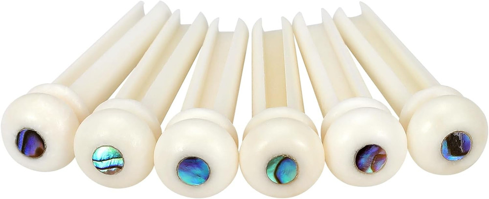 6Pcs Guitar Bone Bridge Pins Replacement Parts with Abalone Dot