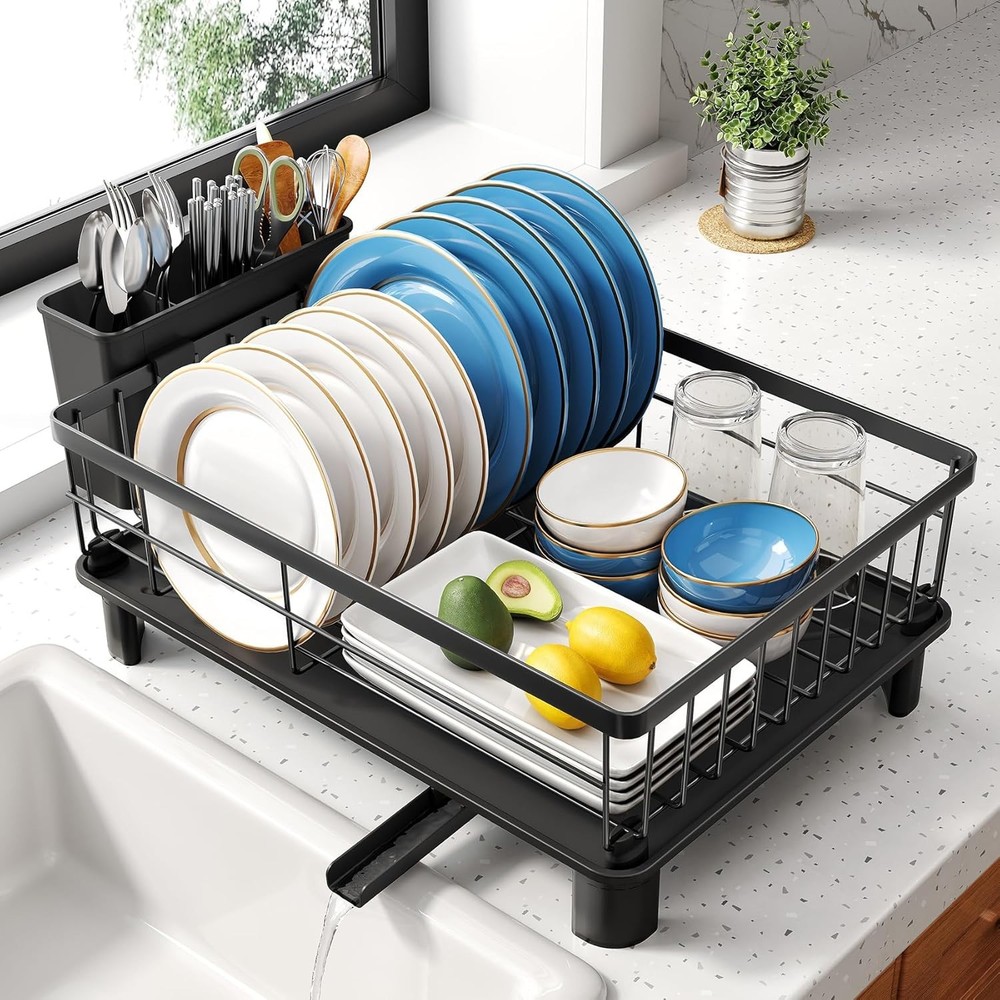Dish Drying Rack Space-Saving Dish Rack Kitchen Counter Stainless Steel Dish