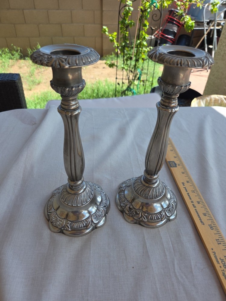 vintage silver plated candlesticks 1940 - 1960s Neiman Marcus