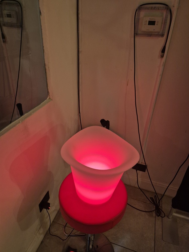 Illuminated Bar Table and Stool Set, Multicolor LED, Plastic Metal, Lounge/Bar