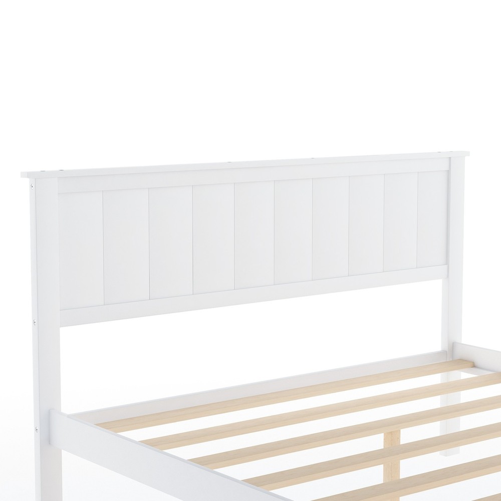 Full Size Platform Bed with Under-bed Drawers, White,Assembly required