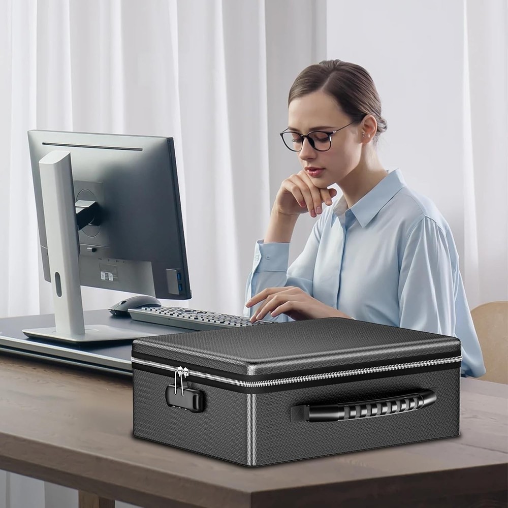 ENGPOW Fireproof Document Box with Lock, Fireproof Water Resistant Heat Insulate