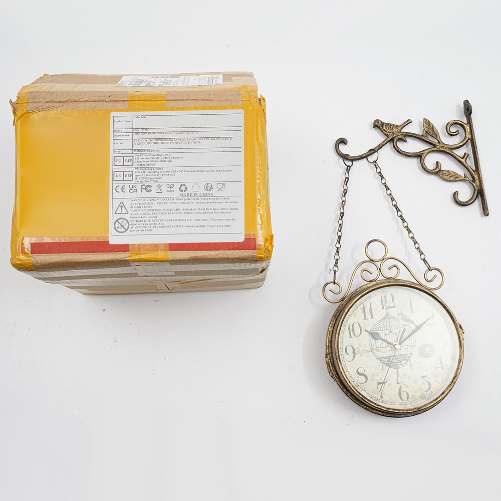 Double-Sided Vintage Wall Clock for Indoor Decor, Elegant & Functional