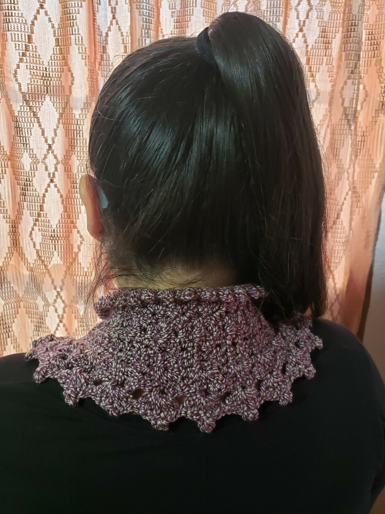 Maroon & light grey neck-warmer& Matching Headband.