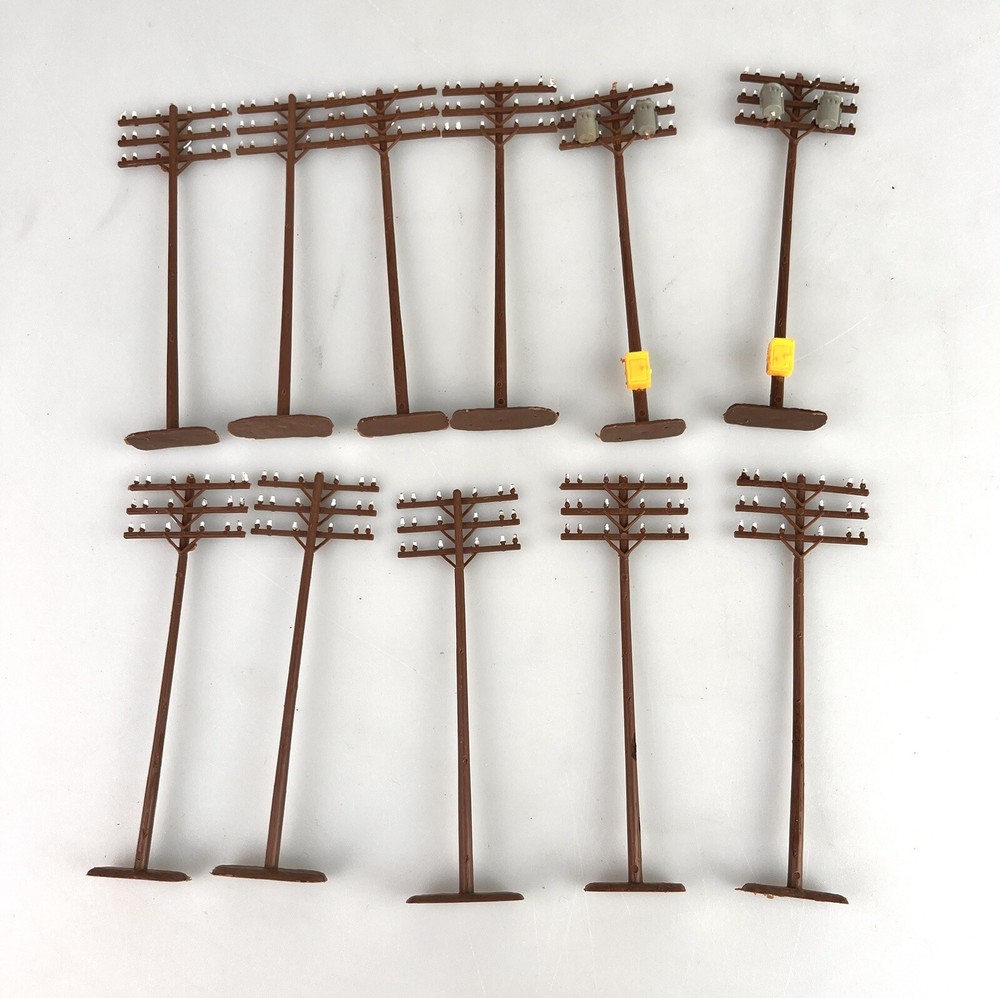 ELECTRICAL POLES HO SCALE, 11 TOTAL, 4" IN HEIGHT