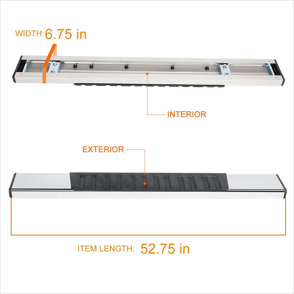 For 07-19 Chevy Silverado Regular Cab 6.75" Side Step Nerf Bar Running Boards