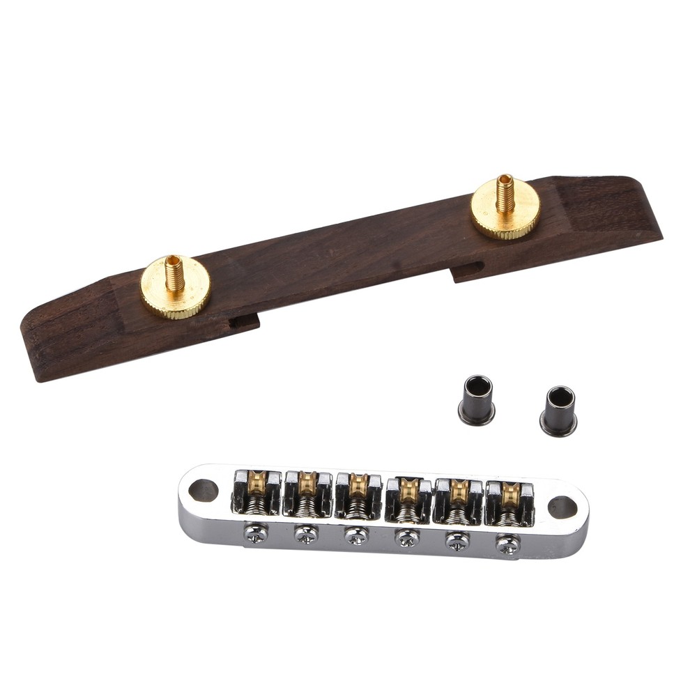 Replacement Guitar Bridge Copper Bridge Roller Saddles Archtop Rosewood Base