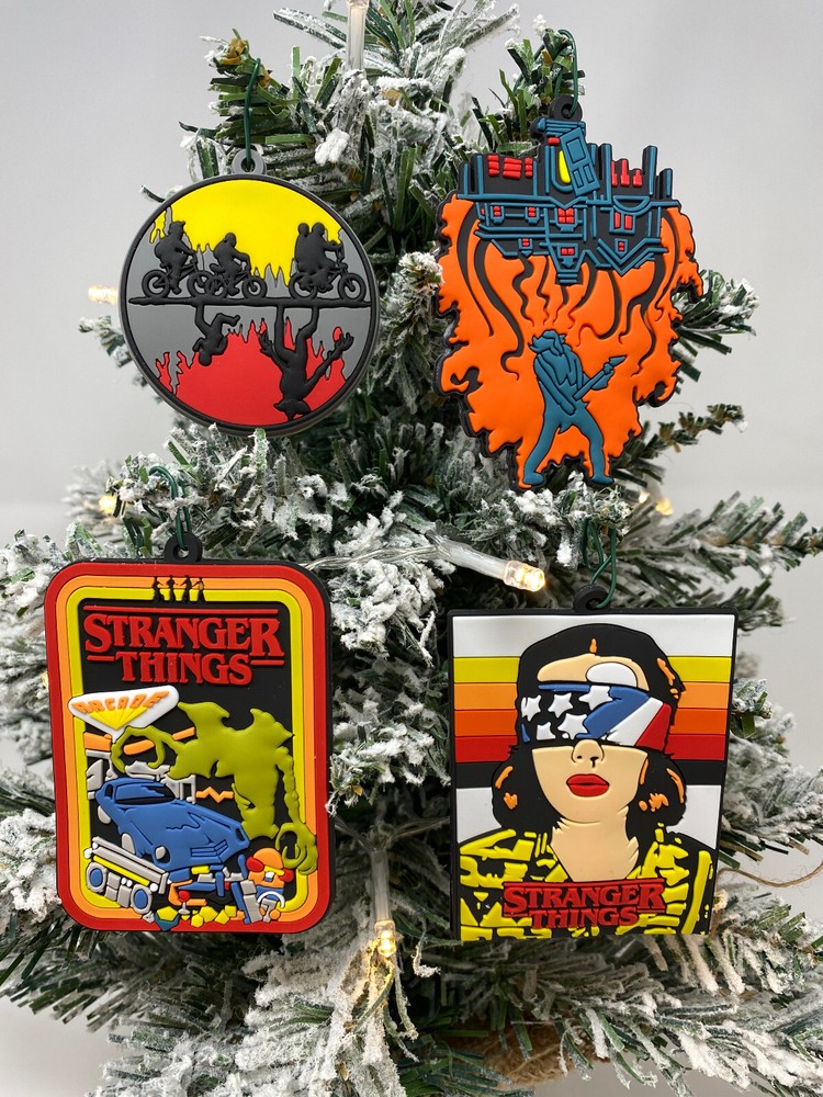 Stranger Things Christmas Ornament Set - 4 Piece Upside Down Deluxe Set