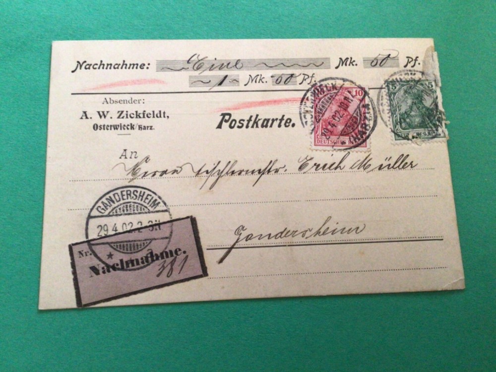 German Empire Gandersheim 1902 postcard A18155