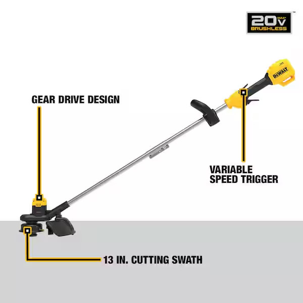 DEWALT Cordless Battery Powered String Trimmer 13" 20V MAX Li-Ion (Tool Only)