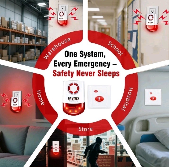 Daytech Wireless Security Alarm System with Strobe Siren - Panic Buttons