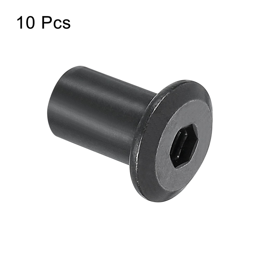 M6x12mm Hex Socket Head Insert Nut Screw Post Sleeve Nut Black Oxide 10pcs
