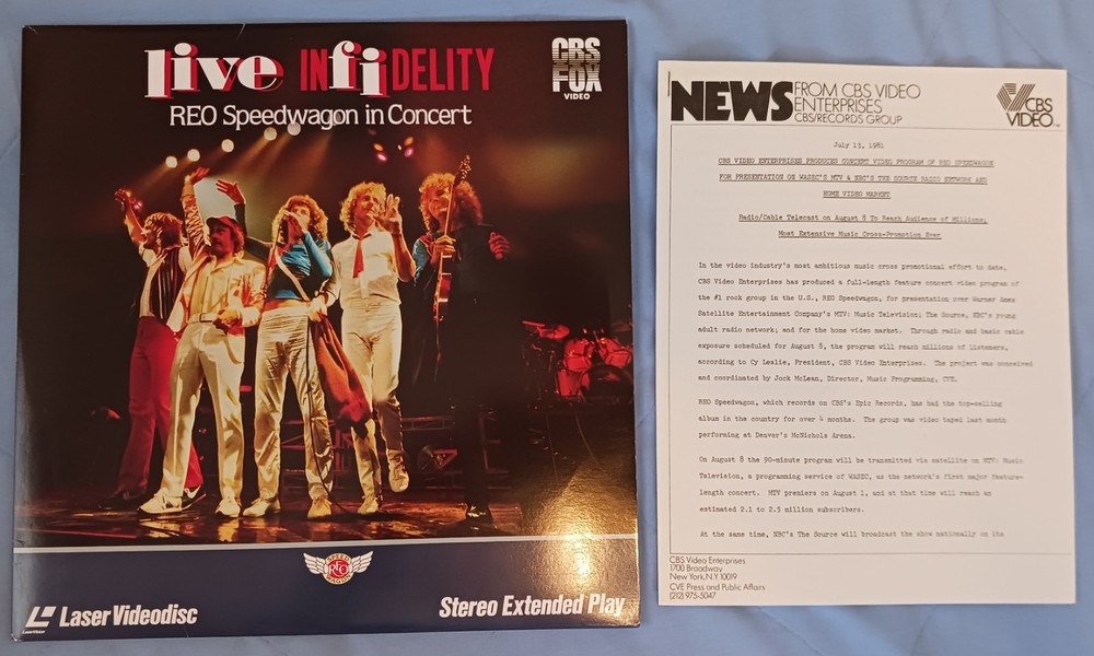 Reo Speedwagon Live Infidelity laserdisc