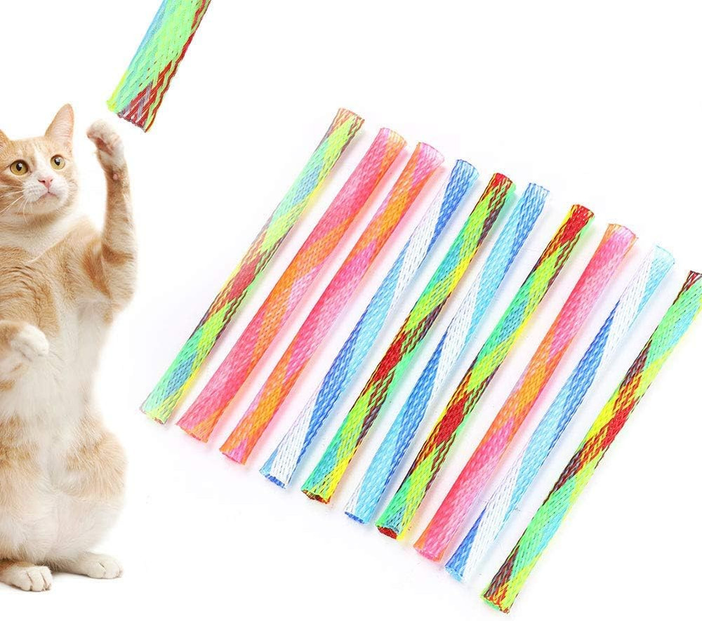 Cat Spring Tube Toy, 10Pcs Freely Folding Spring Shape Multi Bouncing Toy Fun Pe