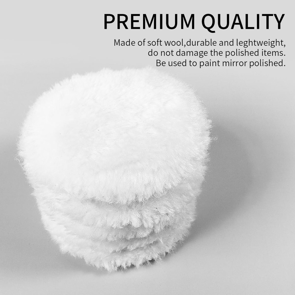 Quadafy 7 Piece 3 Inch Wool Buffing Pad, Drill Buffer 7 3