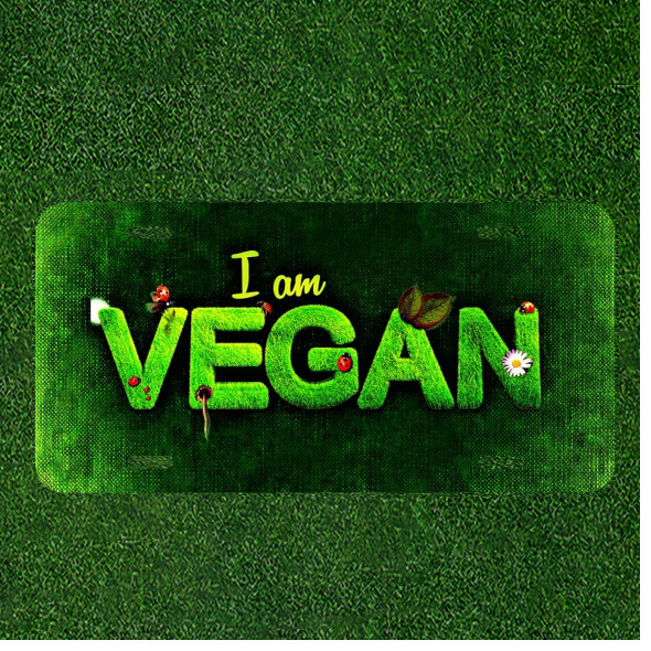 Custom Personalized License Plate Auto Tag With I Am Vegan