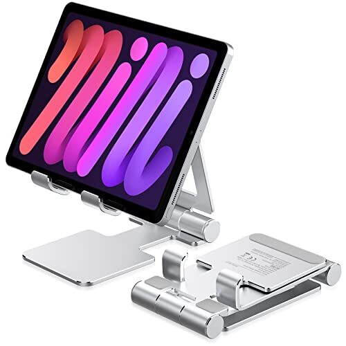 Tablet Stand, Adjustable & Foldable Aluminium Desktop iPad Stand,Compatible