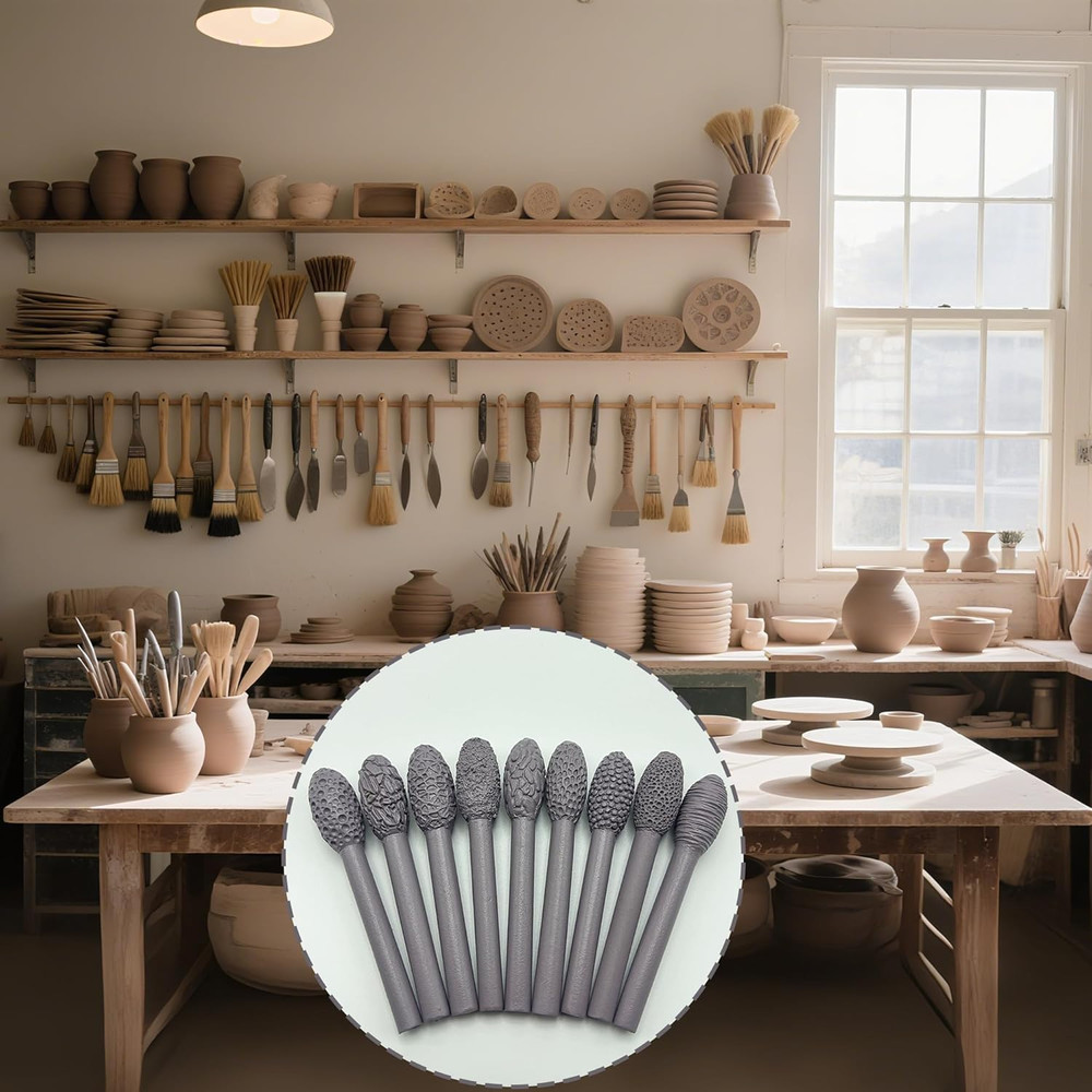 Texture Tool Sets for Clay Art - Oval Clay Modeling Pattern Rollers Kit with Erg