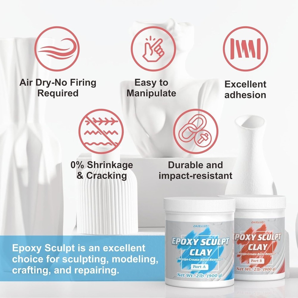 4lb White Epoxy Putty Sculpt Clay - Self-Hardening