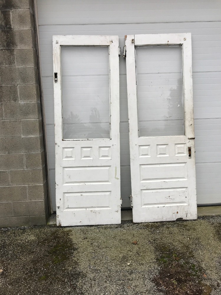 MAR Back Pair Antique Pine Raised Panel Double Doors 65 X 92.5
