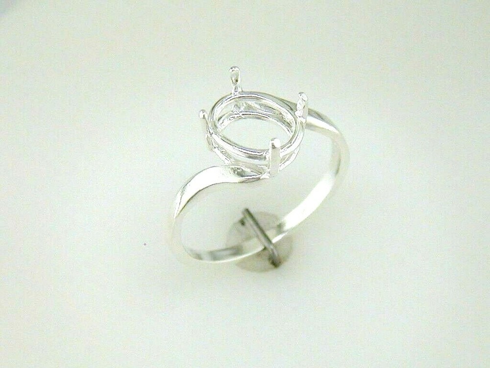 Oval Bypass Wire Mount Ring Setting Sterling Silver