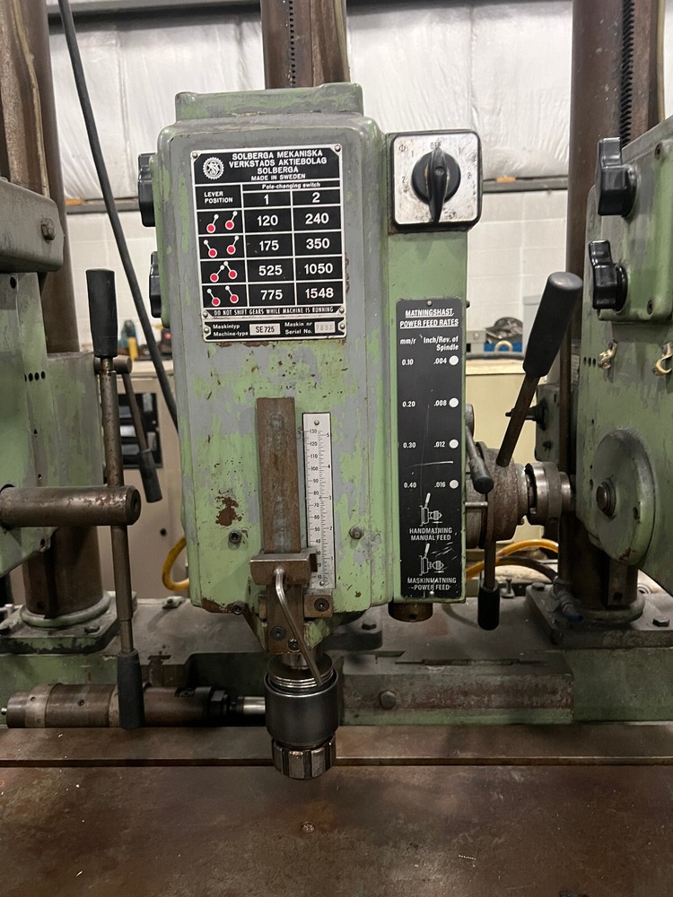 SOLBERGA 4 HEAD DRILL PRESS, MODELS SE725, 16" X 64" TABLE