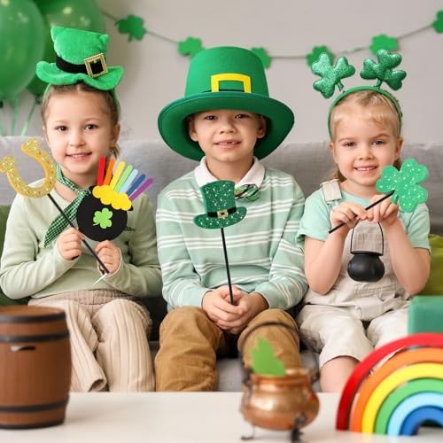 3 Pieces St. Patrick's Day Table Decorations Wooden Set, Irish Patrick Shiny
