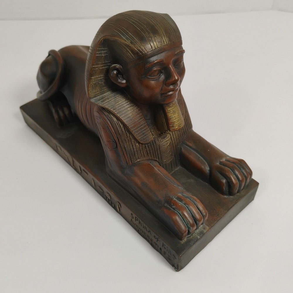 Vintage Egyptian Resin Statue Set Isis Horus Osiris + Sphinx Pyramid Bundle