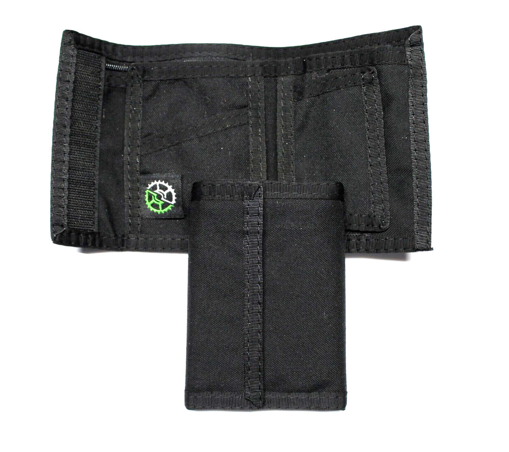 Kid sized Nylon Billfold Wallet with Coin Pocket - Black