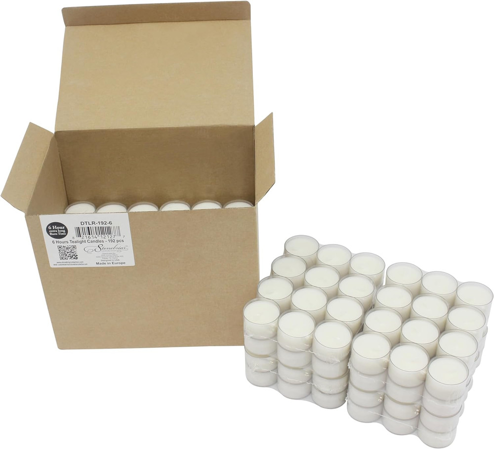 96 Count White Unscented Smokeless Long Burning Clear Cup Tea Light Candles with