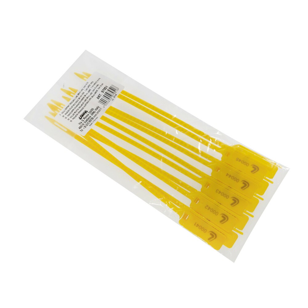 Set of 10 security seals, polypropylene, flat, ribbed