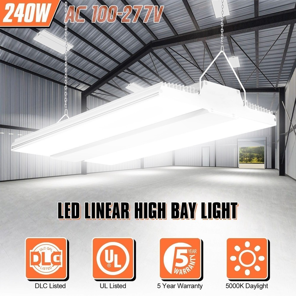 4Pack 240W LED Linear High Bay Light Industrial Warehouse Garage Ceiling Light