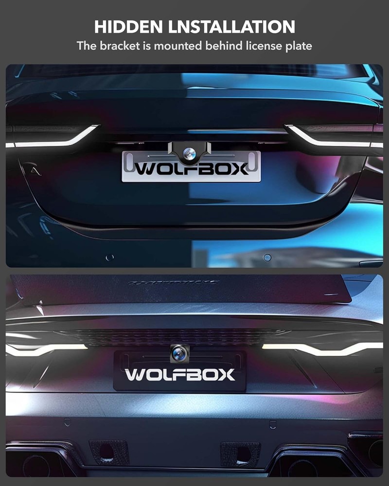WOLFBOX Reverse Rear Camera License Plate Bracket, Installation Holder for Backu