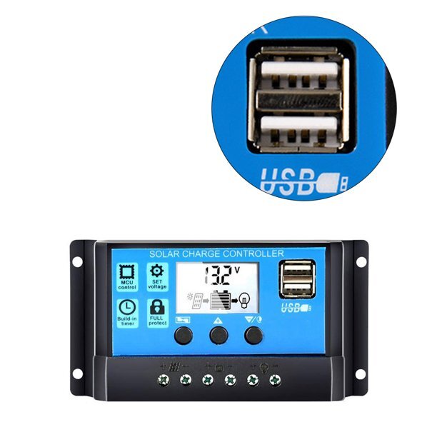 30A 12V/24V Solar Charger Controller Solar Panel Regulator USB Port LCD Display