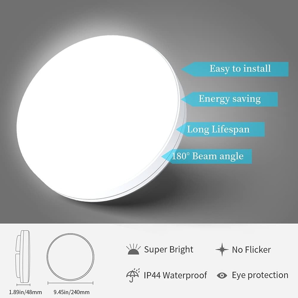 Airand LED Flush Mount Ceiling Light 5000K Daylight White / Cold