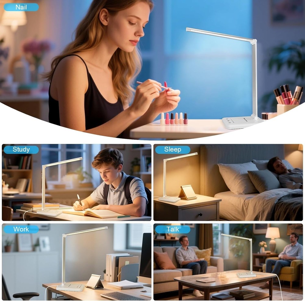 Elegant LED Reading Lamp with Adjustable Brightness & 5 Lighting Modes