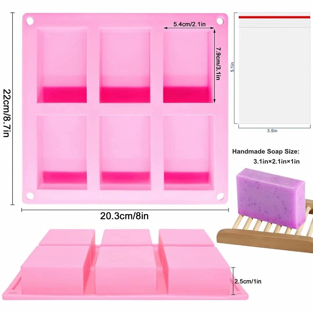 4 Pack Silicone Soap Molds,Rectangle Soap Mold,6 Cavities Silicone Molds for ...