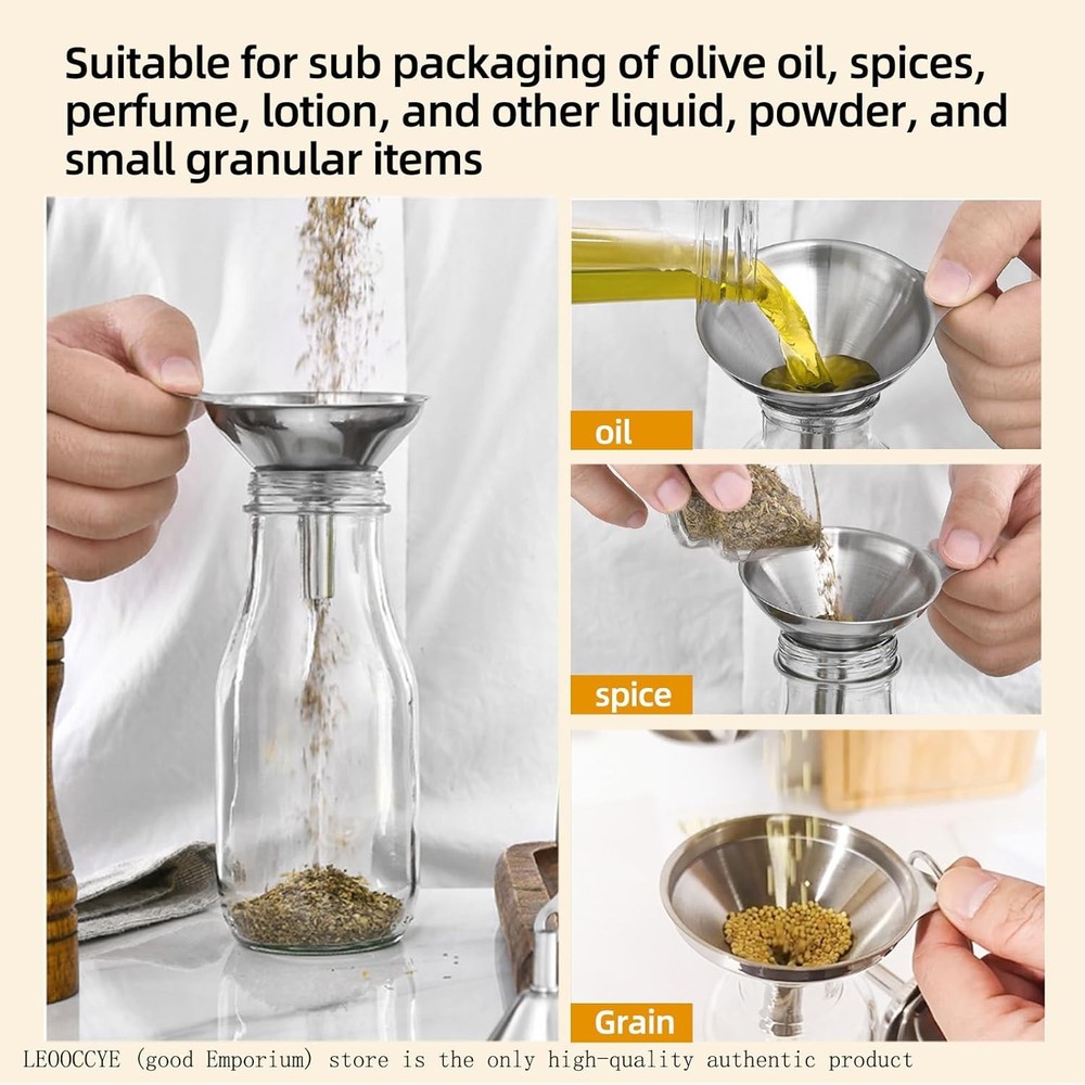 Stainless Steel Kitchen Funnel Set 3 Piece