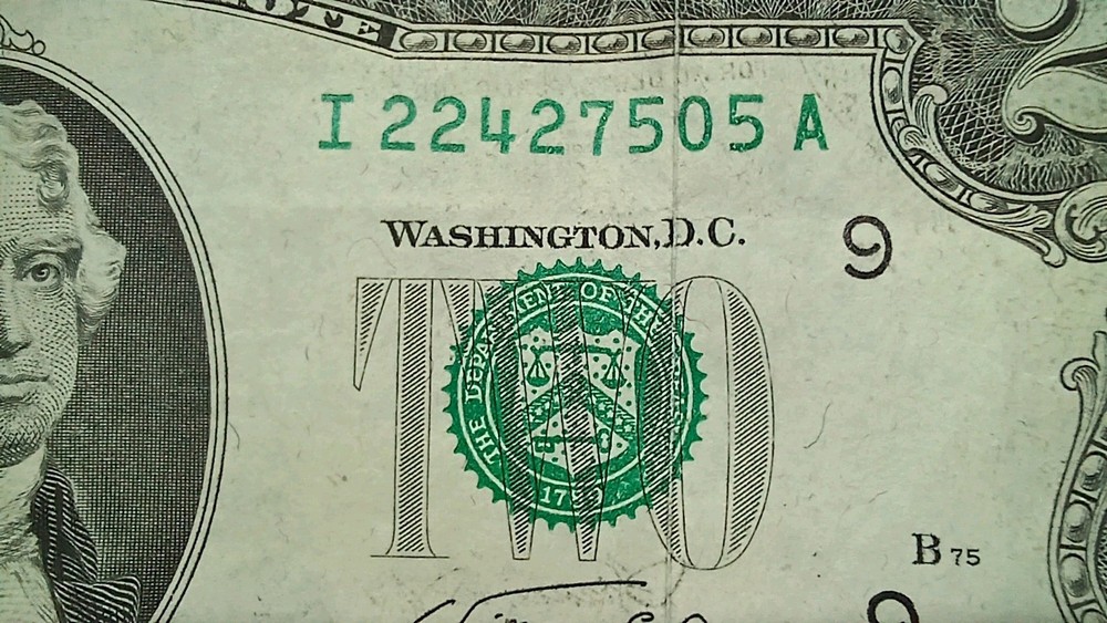 1976 $2 Bill |2xError| Ink Shift Error| Face2Face Ink Transfer| Mirrored Print