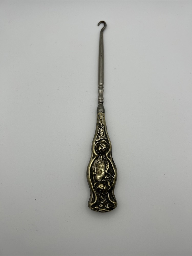 Empire Art Silver Handle Shoe / Clothing Button Hook 7.5”