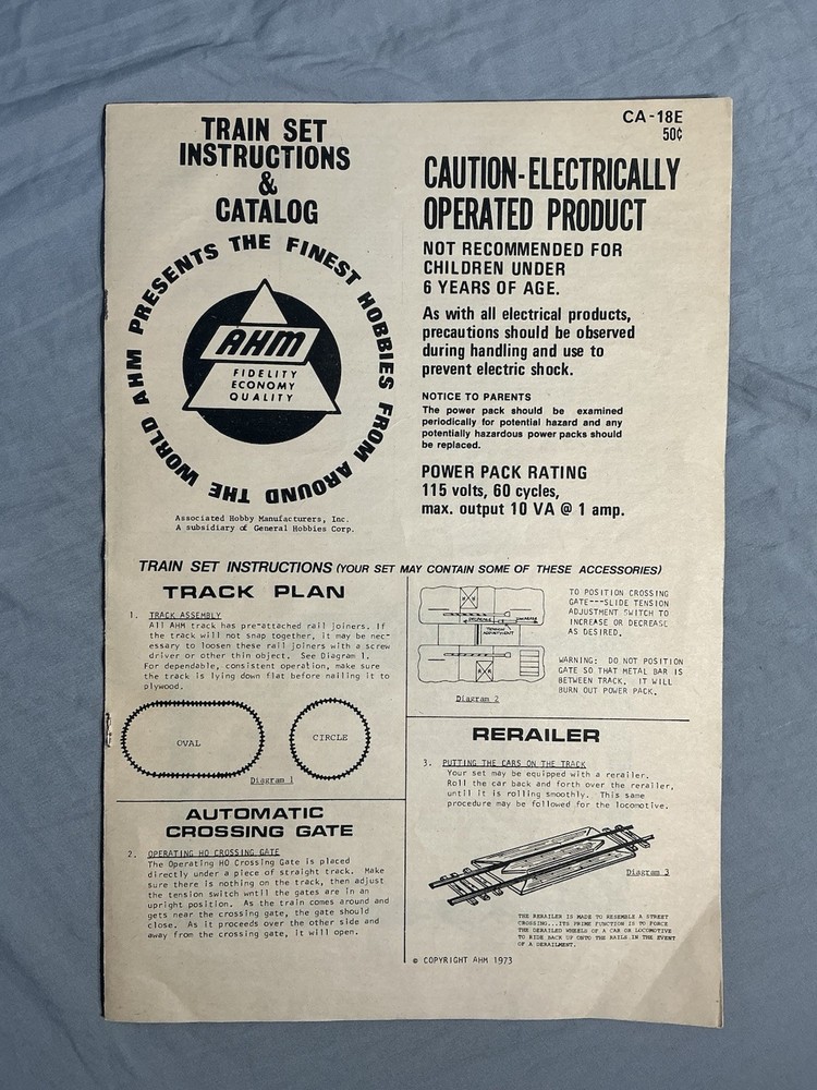 Vintage Manual - AHM Train Set Instructions & Catalog - 1973