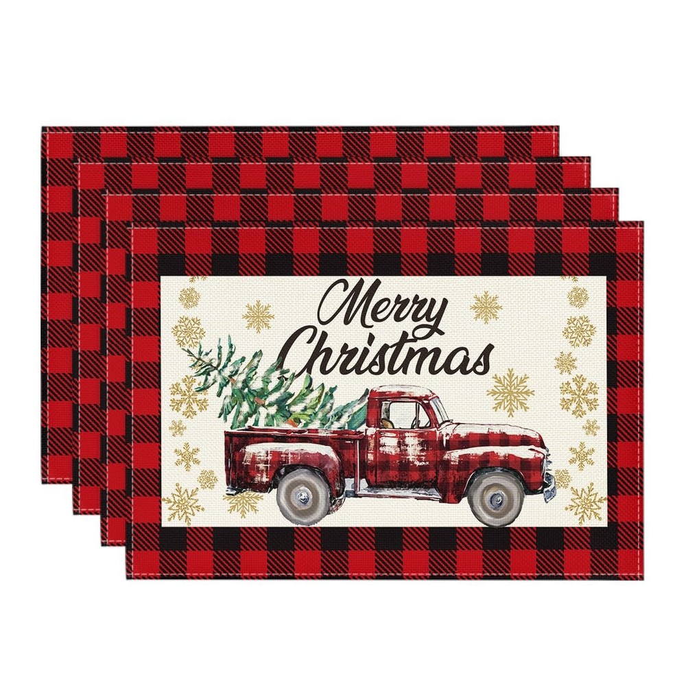 Artoid Mode Red and Black Buffalo 12" x 18", Rectangular 4 Pcs, Red/Black