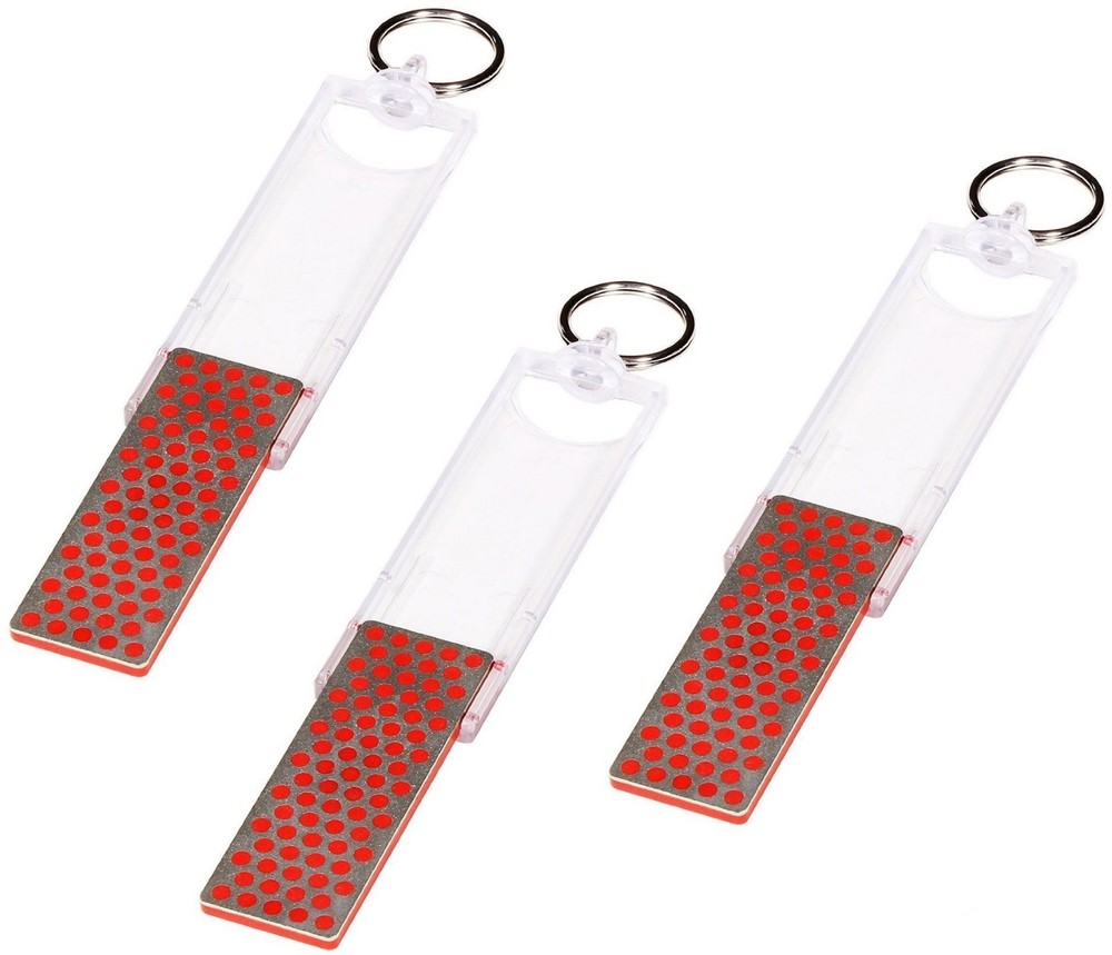 3 PACK DMT Mini-Sharp Keychain Sized Diamond Knife Sharpener Fine Grit 5 ⅝" Open