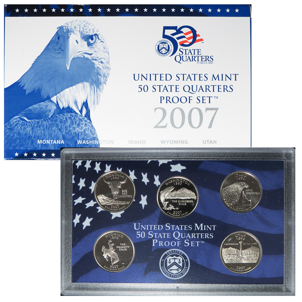 US Mint 2007 S Clad Quarter Proof Set - Complete with Box & COA