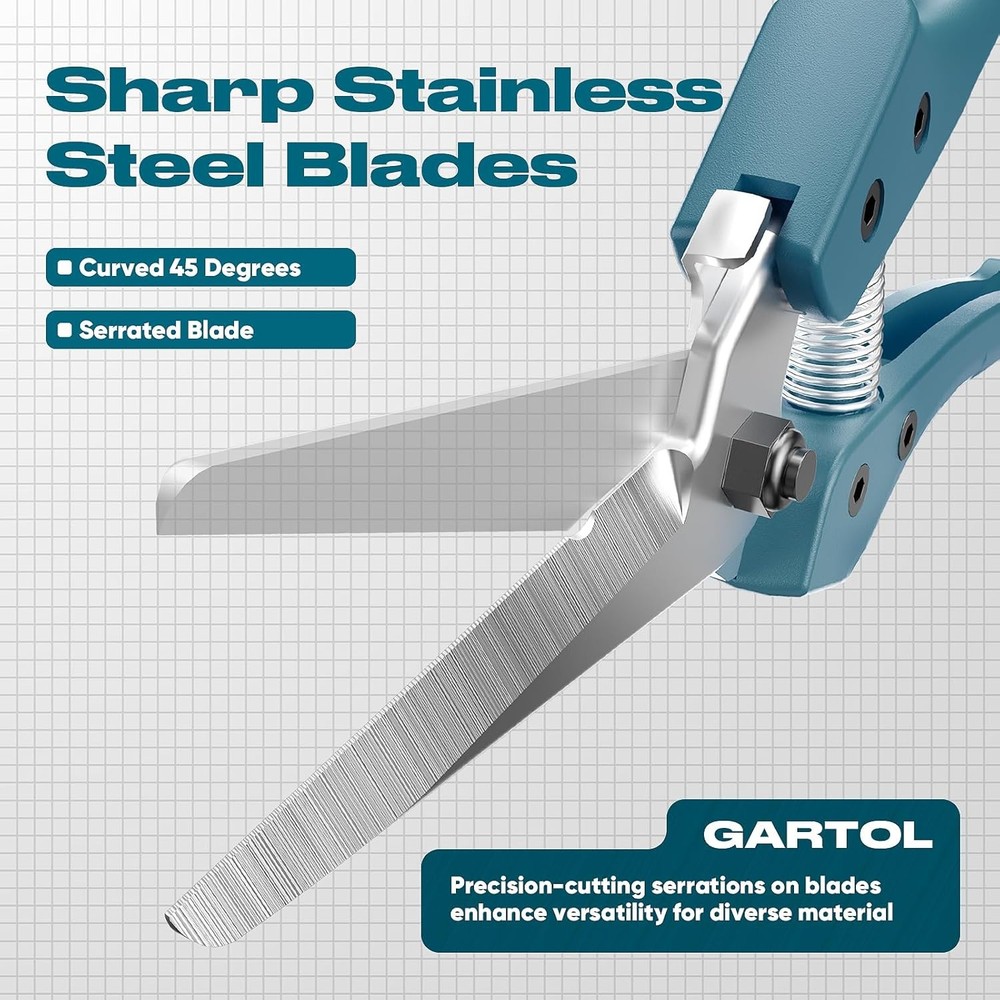 GARTOL 8" Scissors All Purpose Heavy Duty, Ultra sharp Tin Snips with Cable Notc