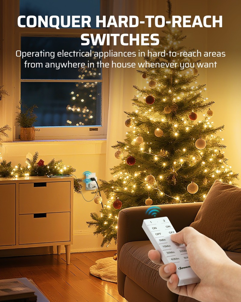 DEWENWILS Wireless Remote Control Outlet & Timer, 15A/1875W 100FT RF Range,