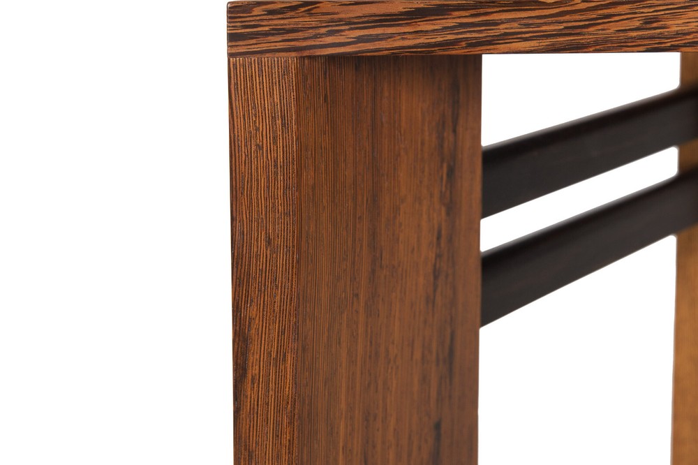 Circa 1987 Post-Modern Ebony Hardwood Accent Table w/ Dovetailed Corners